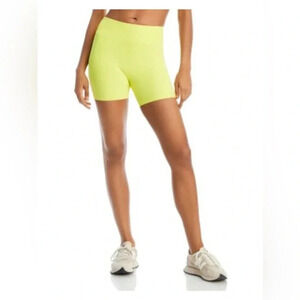 NWT Aqua Athletics Neon Yellow Biker Shorts M